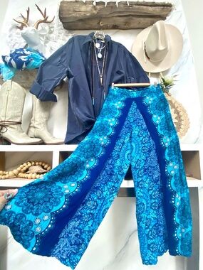 Artisan Thai Harem boho mandala Pants w Palazzo Hippie Festival lounge vibe